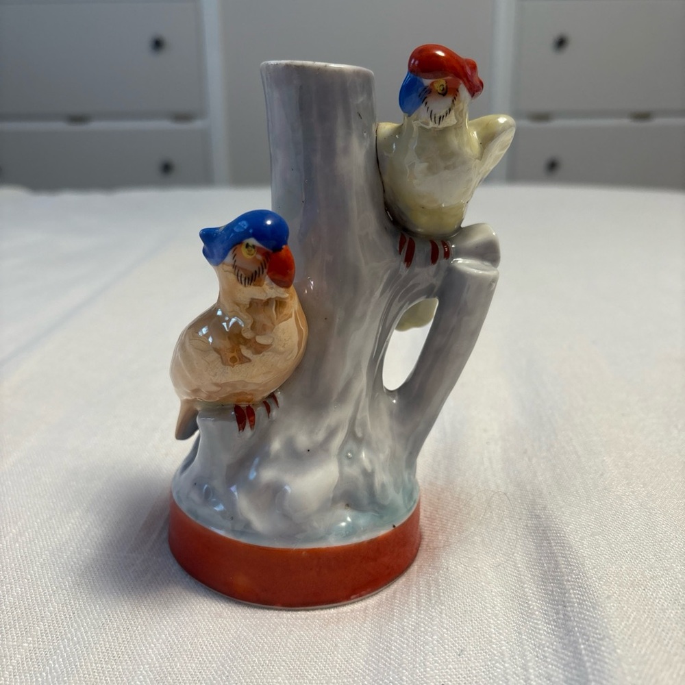 Vintage Hand Painted Bird Ceramic Vase Made In Japan